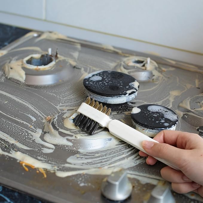 2 PCS Stove Brush, Kitchen Cleaning Scrub Brush, 4-in-1 Gas Stove Brass Wire - Image 4