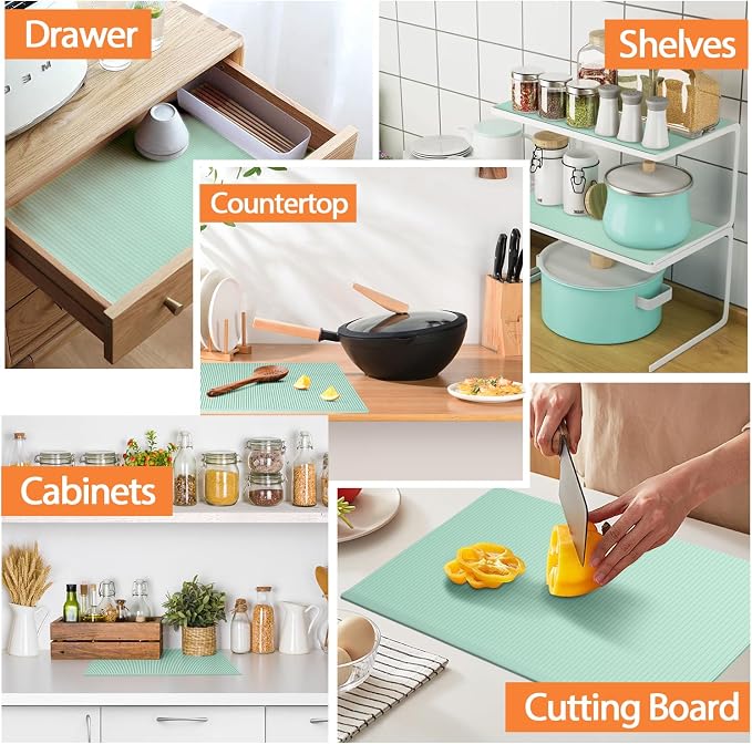 GOYLSER Silicone Refrigerator Shelf Mat, 4 Pack Waterproof Fridge Mat Liners - Image 7