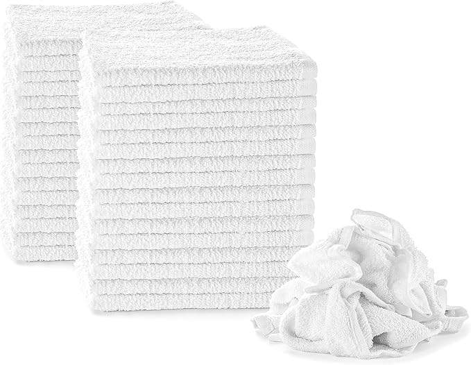 Nabob Wipers Terry Rags 10lb Bulk White Towel Rag Multipurpose 12x12 Inches100% by Nabob+Wipers