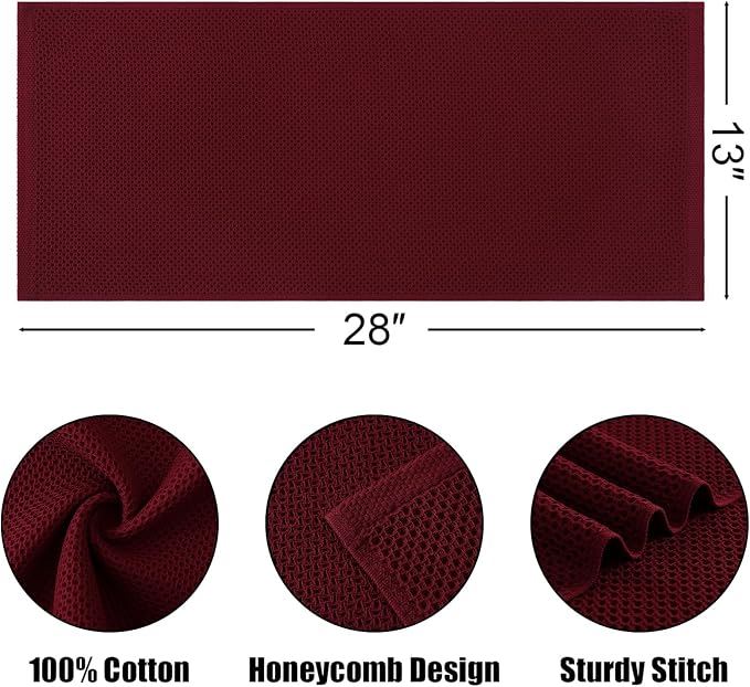Kitinjoy 100% Cotton Waffle Weave Kitchen Hand Towels - Image 2