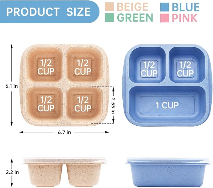 4 pack Bento Lunch Box, Snack Containers，Meal Prep Containers Kids/Toddle/Adults - Image 2
