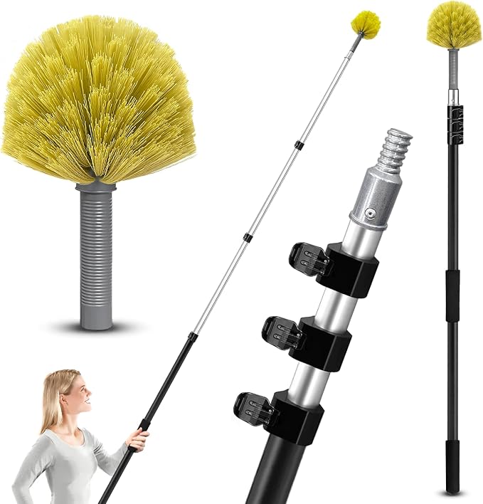 4-12ft Cobweb Duster with Extension Pole, 20 Foot High Reach Feather Dusters by ARTIPOLY