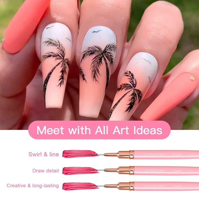 Metallic Nail Art Brushes, UV Gel Polish Painting Art Design Pen - Image 2