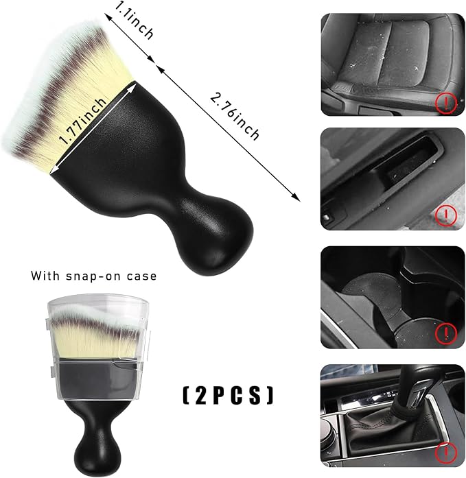 2PCS Car Interior Dust Brush, Soft Scratch Free Auto Detailing Brushes - Image 2