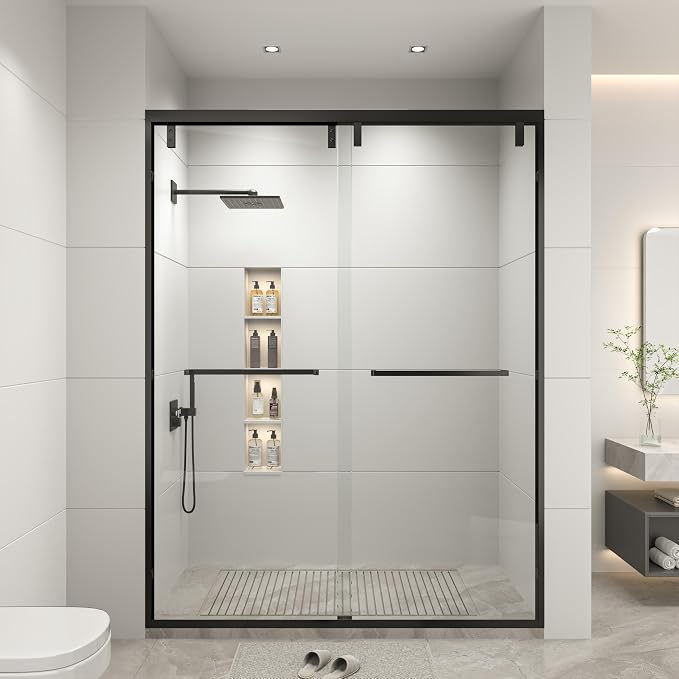 RFN 56-60" W x 76" H Framed Bypass Double Sliding Shower Door, 1/4" by Unknown