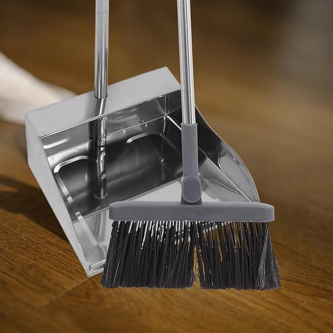 Stainless Steel Dustpan with Long Handle Upright Garbage Shovel Heavy Duty - Image 6