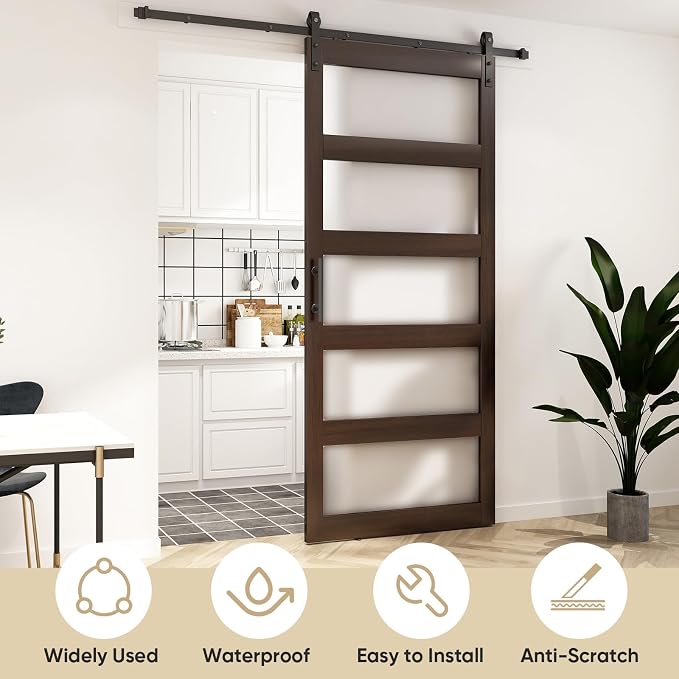 BARNSMITH 42in x 96in Glass Barn Door and 7FT Sliding Door Hardware Included - Image 2