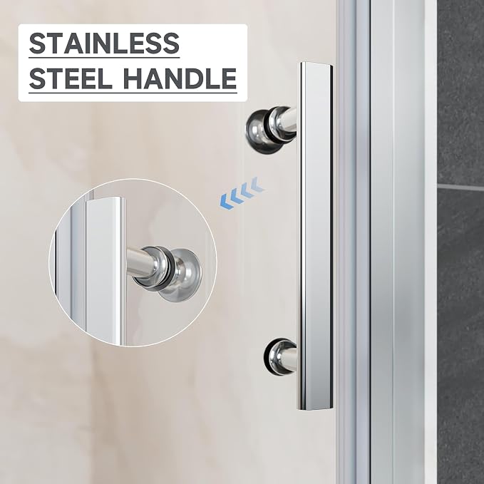 Glass Shower Door 33.5-35" W x 72" H, UCALAFEE Frameless Pivot Swing Door - Image 4