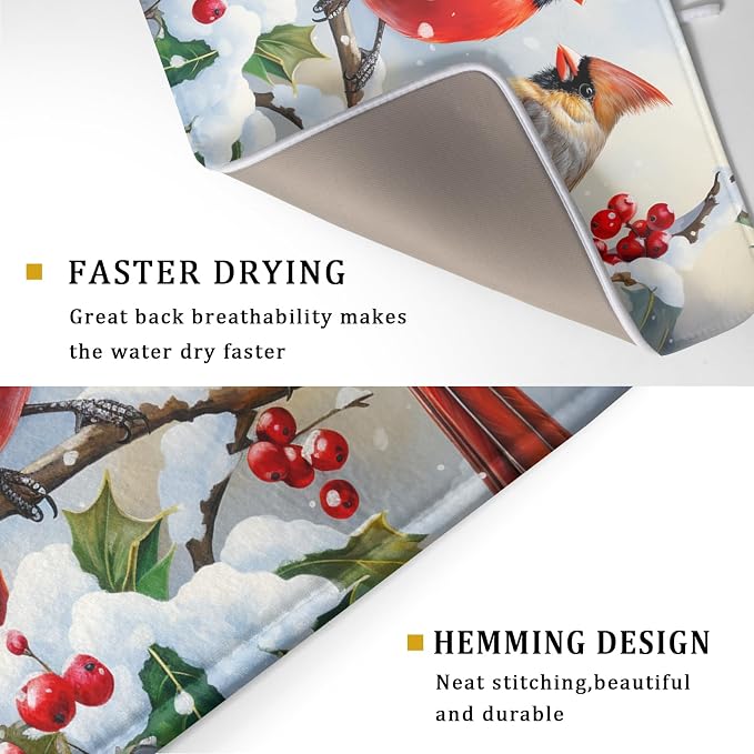 Winter Cardinals Dish Drying Mat - Image 3