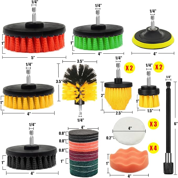 30Pcs Drill Brush Attachment Set, Drill Scrubber Brush Kit Include Scrub Pads - Image 2