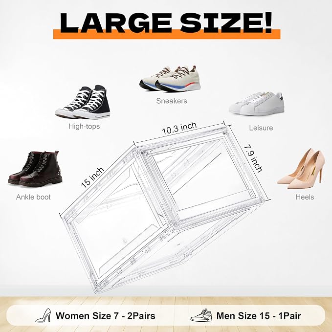12 Pack Acrylic Shoe Boxes, Ultra Clear Shoe Boxes Stackable, Shoe Storage Box - Image 2