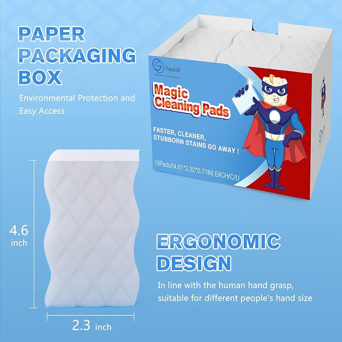 Squish Magic Eraser Sponge, 18 Pack Cleaning Pads - Image 7