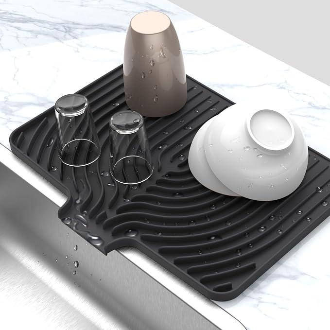 Silicone Drying Mat for Kitchen Counter, Dish Drying Rack Matt by JOOKKI