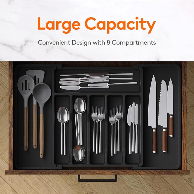 Lifewit Large Silverware Drawer Organizer, Expandable Utensil Tray - Image 2