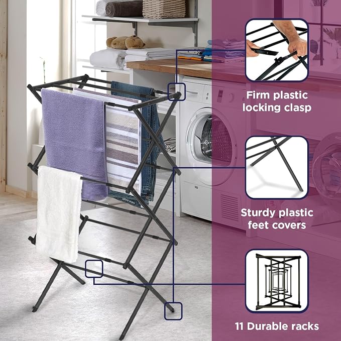 BLACK+DECKER Laundry Organization Expandable/Collapsible Clothes Drying Rack. - Image 4