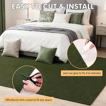 Marine Carpet,5 FT x 25 FT Olive Green Indoor Outdoor Carpet 0.2" Thick with Water-Proof TPE Backing, Non-Slide for Home, Patio, Porch, Deck