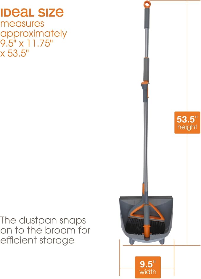 Casabella Quick 'n Easy Upright Broom and Dustpan Set, Wood & Laminate Floors - Image 3