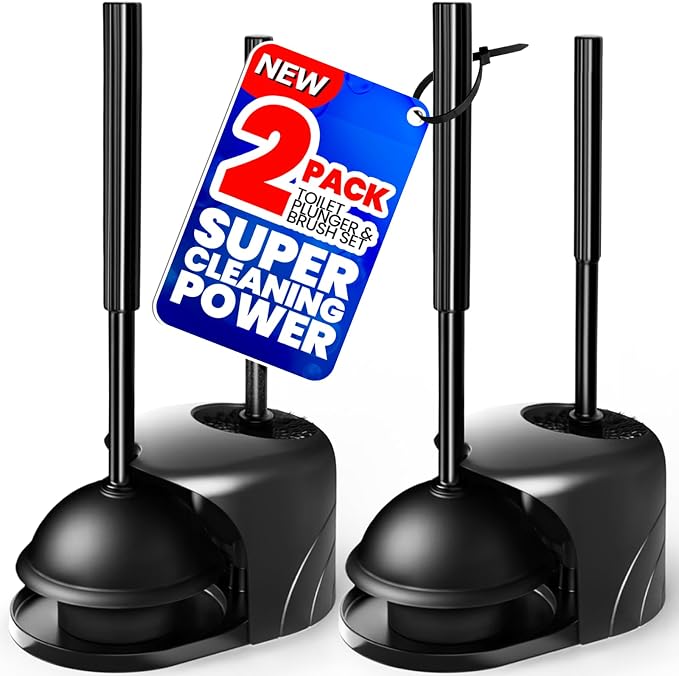 2Pack 2 in 1 Toilet Brush and Plunger Set, Extended Handle Plunger, Toilet Bowl by Unknown