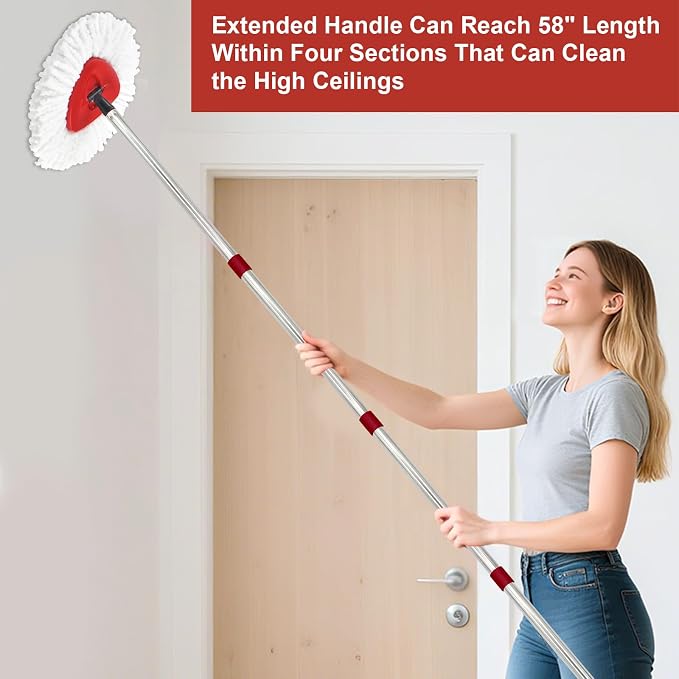 4 Section Stainless Spin Mop Replacement Handle - Image 8
