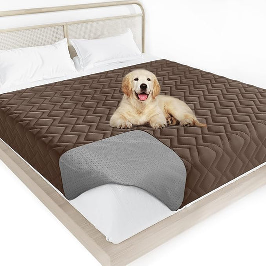 Moonsea Waterproof Blanket Dog Bed Cover with Non-Skid Bottom, Couch Cover for Dogs, Mattress Protector Furniture Protector, Bed Couch Sofa(68" X 82"), Chocolate