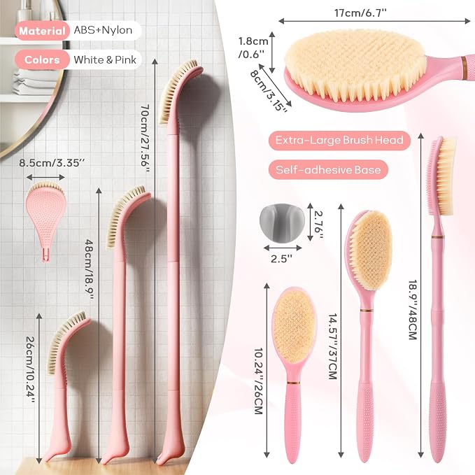 New Foot Brush & Back Scrubber Set 2PCS, 10.2''- 27.5'' Adjustable Foot Scrubber - Image 2