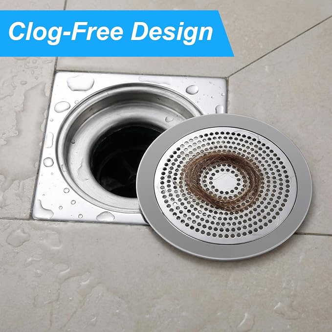 Flat Shower Drain Hair Catcher Stainless Steel Shower Drain Cover Hair Catcher - Image 5