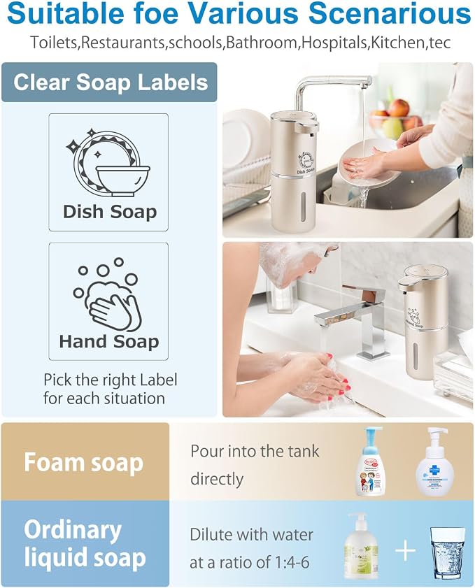 Automatic Foaming Soap Dispenser, 4-Level Adjustable Foam, Wall Mount, USB - Image 6