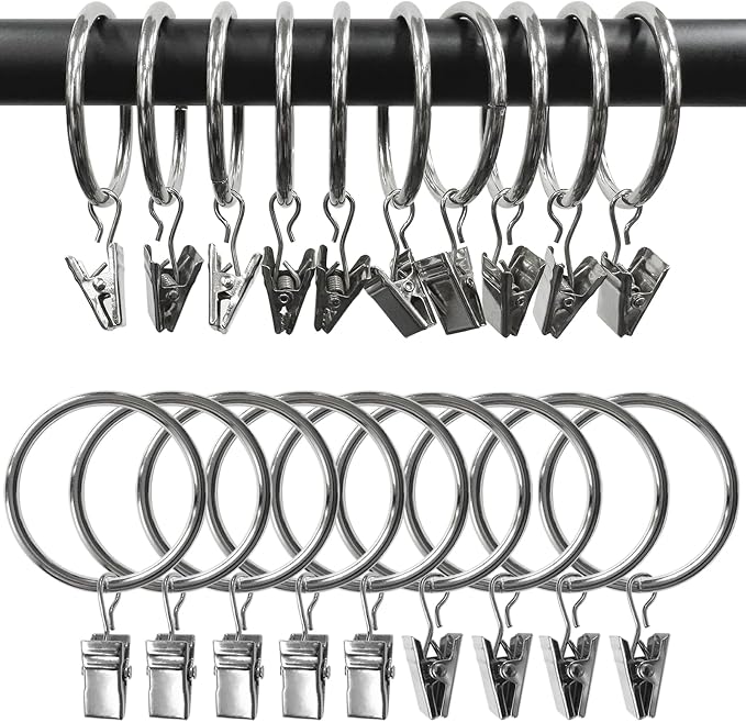 100 Pack Metal Curtain Rings by AMZSEVEN
