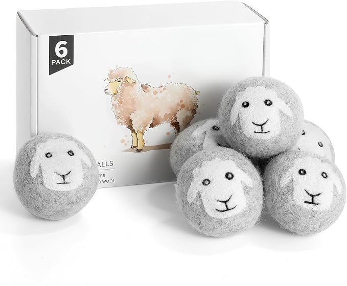 Wool Dryer Balls 6 Pack, Natural Fabric Softener, Dryer Balls Laundry Reusable by Anpilipala