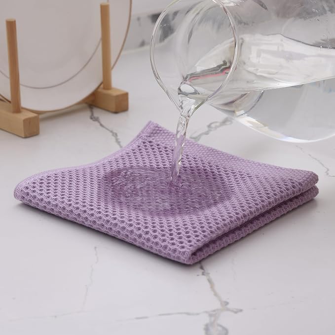 Kitinjoy 100% Cotton Kitchen Dish Cloths, 6 Pack Waffle Weave Ultra Soft - Image 3