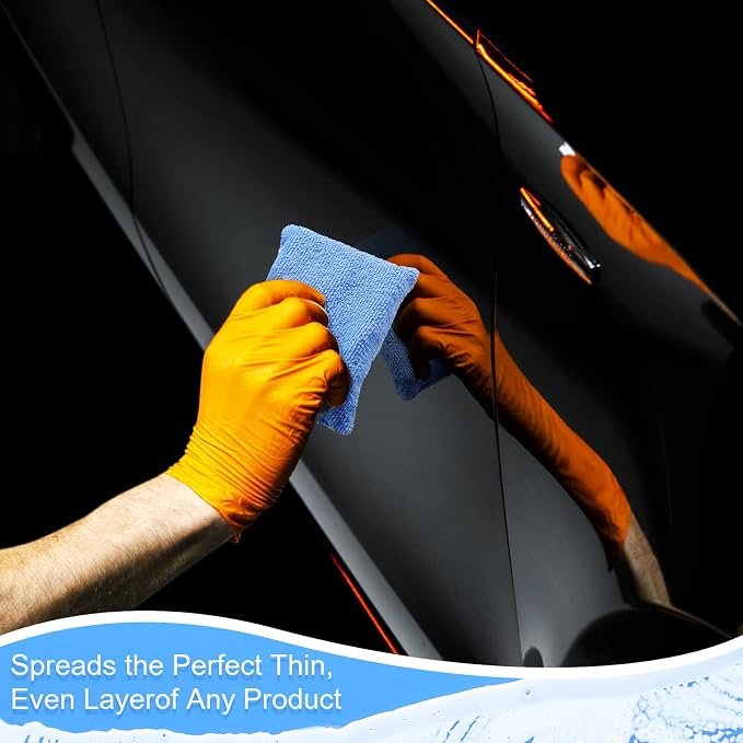 Tallew 24 Pieces Blue and Gray Thin Microfiber Ceramic Coating Applicator - Image 6