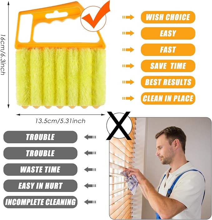 Geiserailie 1 Pcs Window Venetian Blind Cleaner Duster Tool Washable 7 Fingers - Image 6