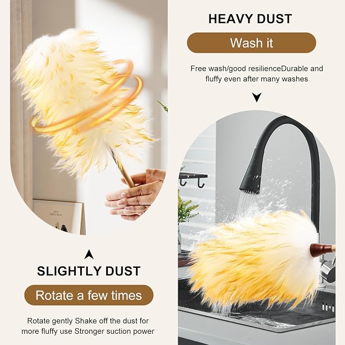 Wool Duster 20 inch Soft Natural Feather Dusters - Image 6