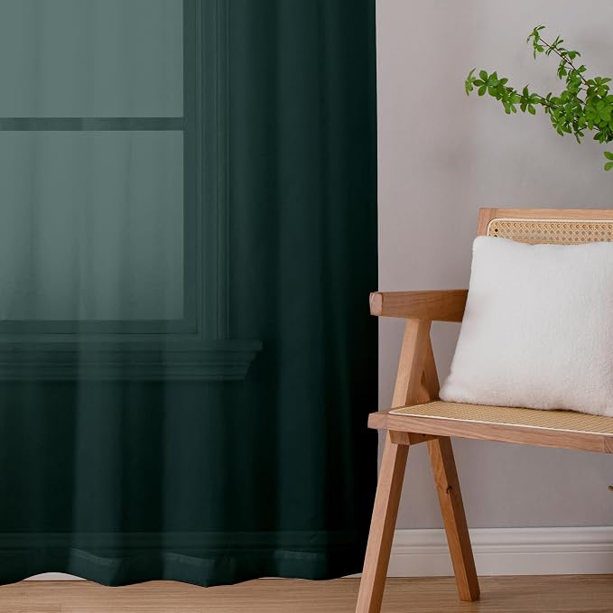 Chyhomenyc Hunter Green Sheer Curtains 84 inches Long 2 Panels Set, Light - Image 7