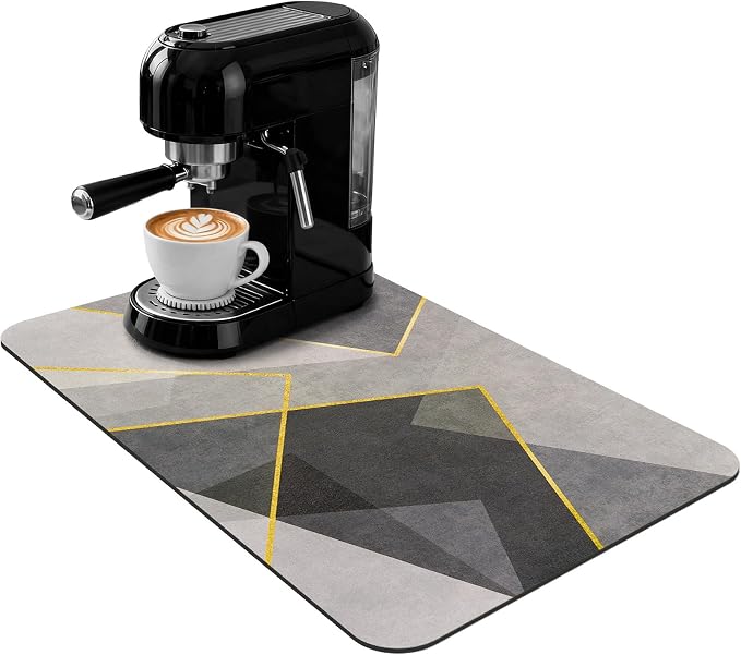 Coffee Splash Mat, 24 x 16 Inch, Geometric Bar Mat, Absorbent Hide Stain Rubber by Unknown