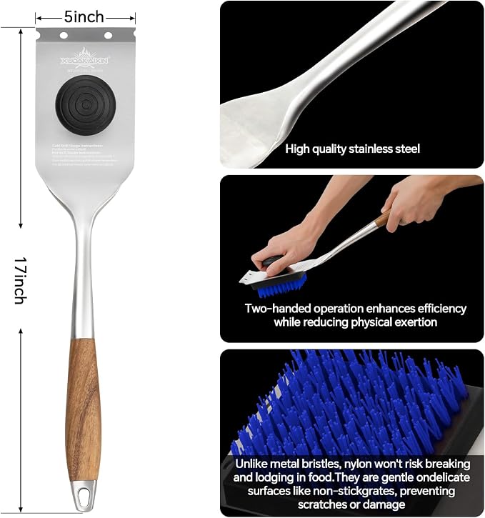 Grill Brush and Scraper, Dual Grip Design, Extra Strong BBQ Cleaner Accessories - Image 4