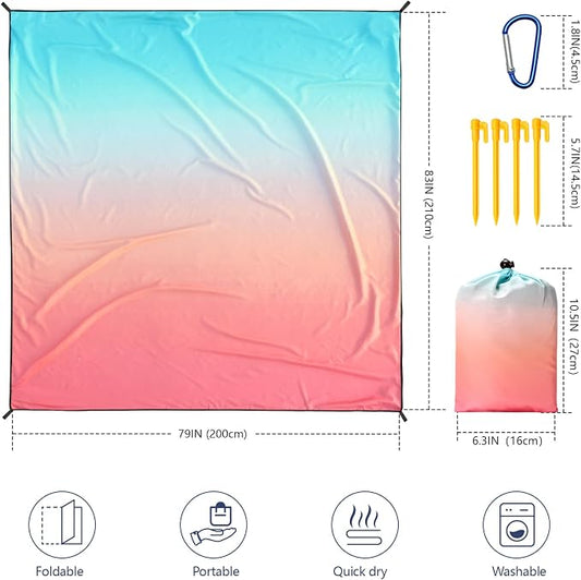 WIWIGO Beach Blanket Waterproof Sandproof Beach Mat 79" X 83"/10'x9'for 2-8 - Image 2