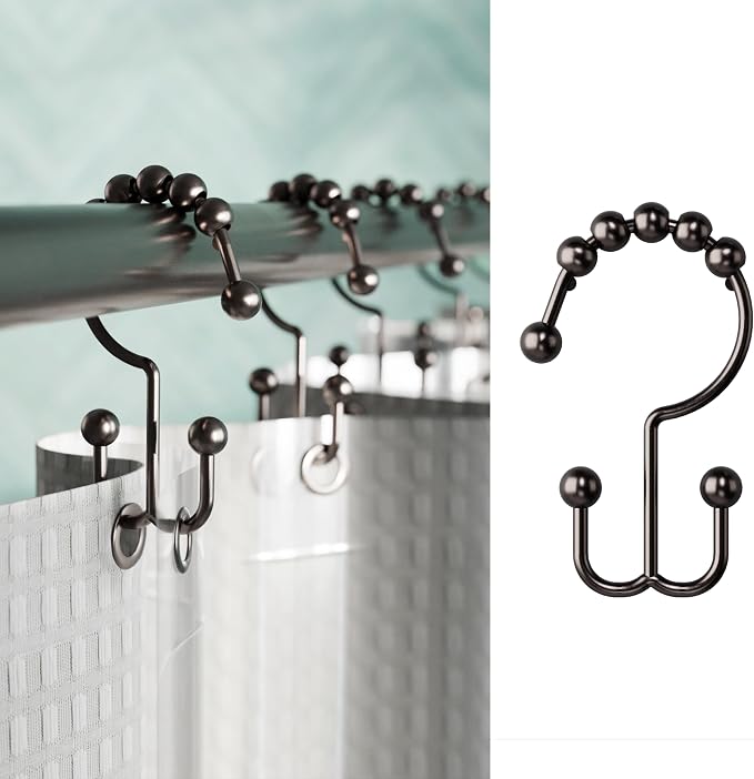 Zenna Home Metal Double Glide Shower Rings, Oil Rubbed Bronze – Set of 12 Heavy by ZennaHome
