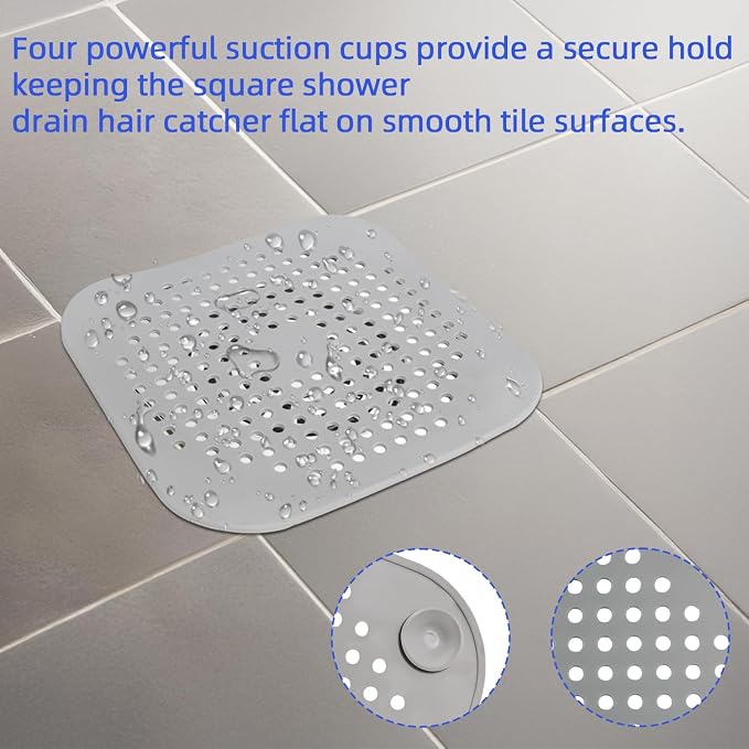 4 Pack Shower Drain Hair Catcher, Silicone Hair Stopper - Image 2