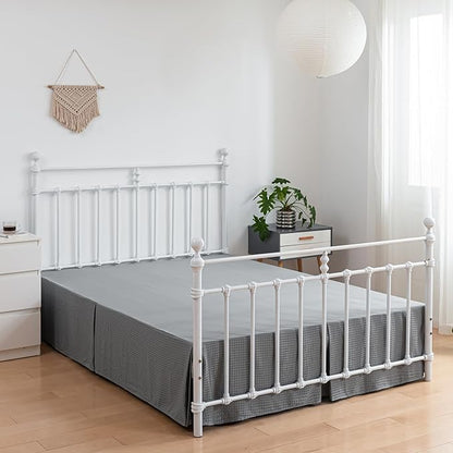 Full Bed Skirt - Full Size Bed Skirt 16 Inch Drop with Split Corners, Pleated Waffle Weave Bed Skirt, Tailored Dust Easy Fit, Machine Washable (Grey, Full - 16" Drop)