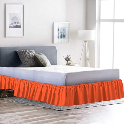 Ruffled Bed Skirt (Twin, Orange) 18 Inch Drop Dust Ruffle with Platform, 100% Cotton 600 Thread Count Fabric, Gathered Styling, Available in All Bed Sizes and 23 Colors - Bedskirt