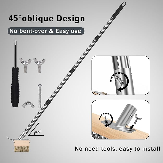 Crack Weeder Brush Heavy Duty Wire Broom Set, Detachable 64.9in Handle - Image 5