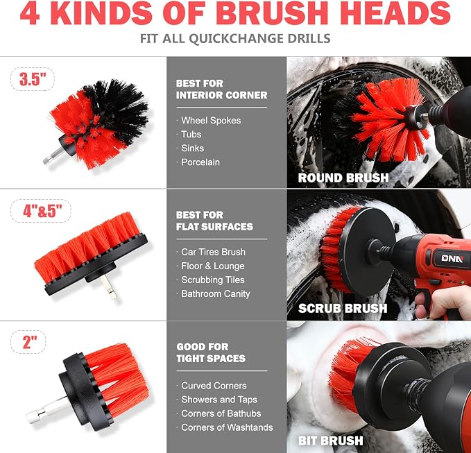 DNA Motoring 25pcs Car Detailing Brush Set, Car Detailing Kit, Interior Kit - Image 3