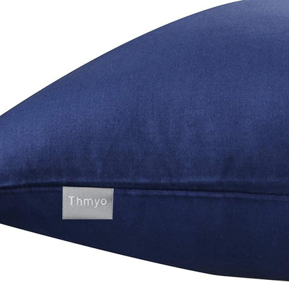 Thmyo 4-Pack 100% Cotton Comfortable Solid Decorative Throw Pillow Case Square Cushion Cover Pillowcase Sublimation Blank Pillow Covers Christmas DIY Throw Pillowcase(22x22inch/55x55cm,Midnight Blue)