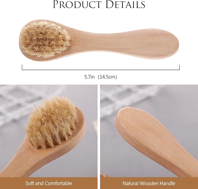 2 Pack Mini Dry Brush, Natural Bristle Small Body Brush, Exfoliating Facial - Image 6