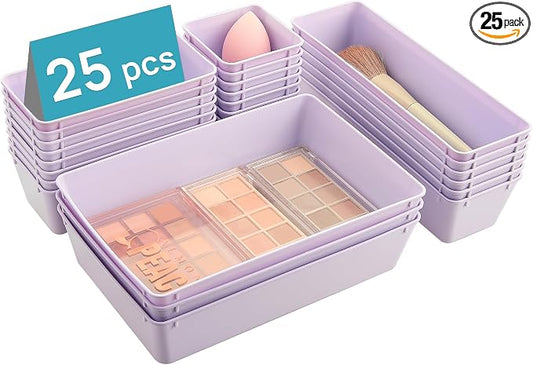 Vtopmart 25 PCS Plastic Drawer Organizers Set, 4-Size Versatile Bathroom and by Vtopmart