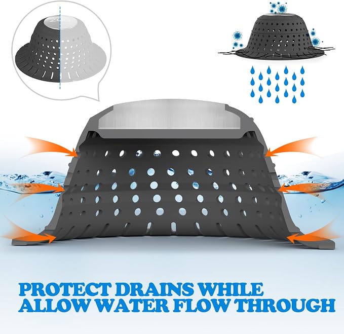 zaa Bathtub Drain Hair Catcher, Premium Silicone Collapsible 2 Pack Drain - Image 6