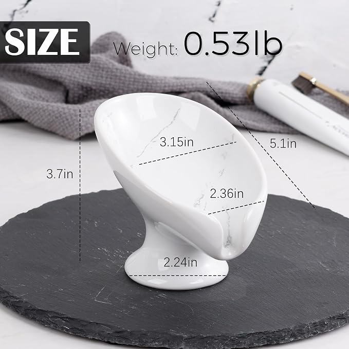Soap Dish Set, Self Draining Bar Soap Holder - Image 3