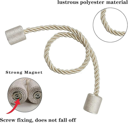 2 Pack Beige Strong Magnetic Curtain Tiebacks Outdoor Elegant Decorative Tie - Image 2