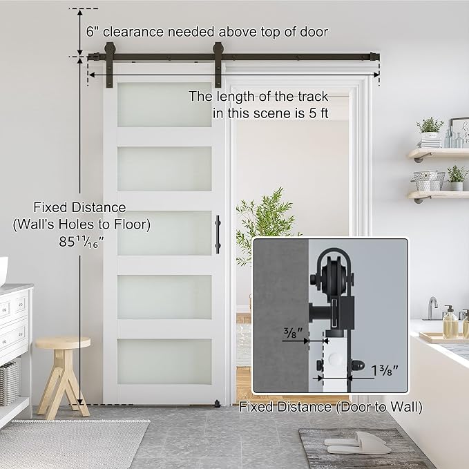SmartStandard 28 x 84 in Glass Barn Door - Image 3